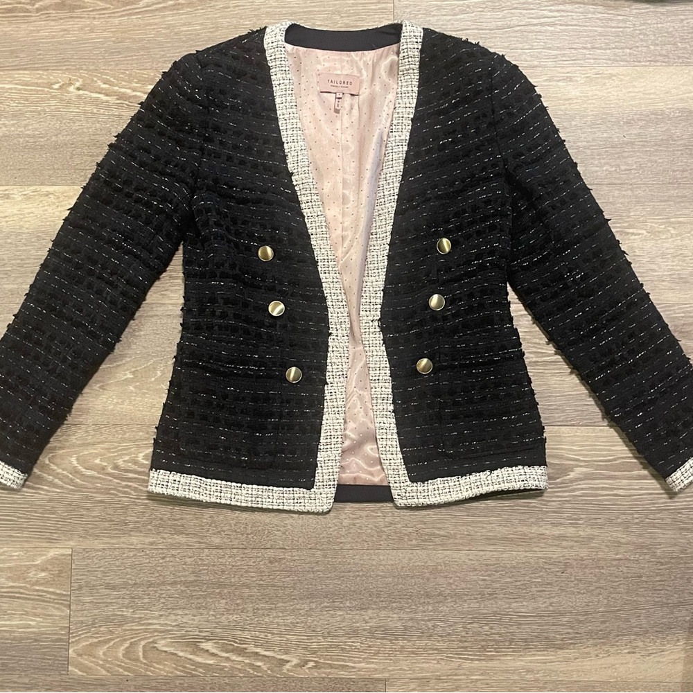 Rebecca Taylor Tailored Fringe Tweed Button Jacket Sz. 00
